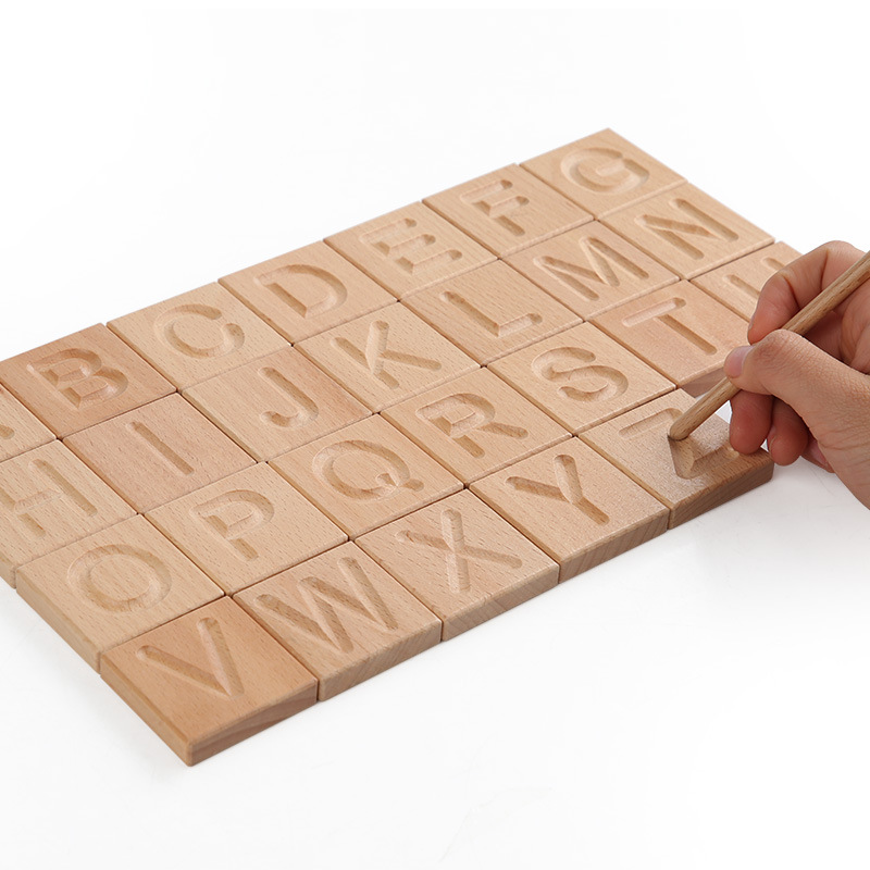 wood Alphabet Cards Stylus Pen 